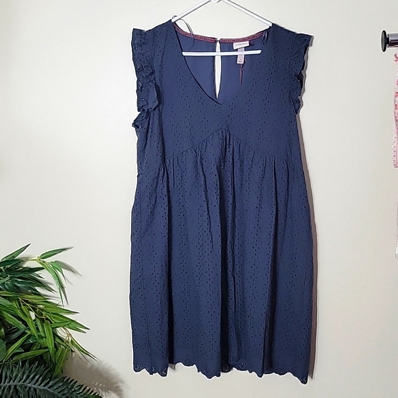 Knox Rose Dresses & Skirts - NWT Knox Rose Womens Eyelet Dress Blue Short Sleeve Size L